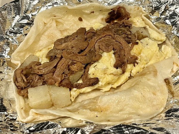 2. Brisket, Eggs, Potatoes Breakfast Taco-Luna's Tacos-Round Rock