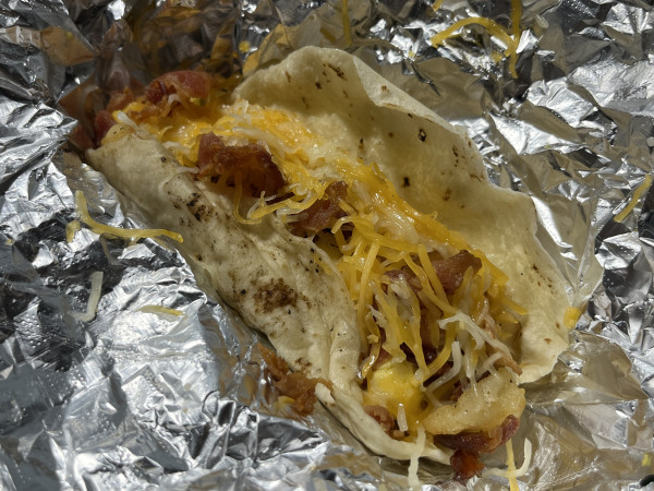 Potato, Bacon, Egg, & Cheese Breakfast Taco-Tacos De Prisa Y Mas-Leander